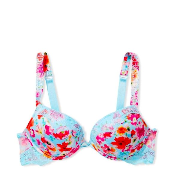 32A  VERY SEXY Bombshell Add-2-Cups Push-Up Bra Happy Poppy - Picture 3 of 12